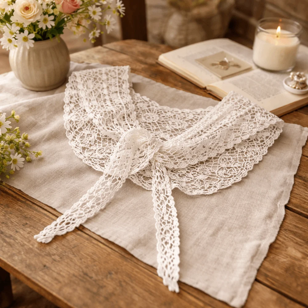 

Artistic Design Thin Lace Lace Shawl Elegant Solid Color Small Shawl Bohemian Knitted Shawl Female Fashion