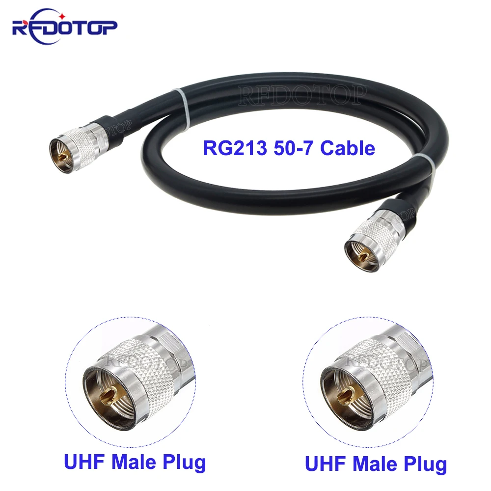 PL259 UHF Male to UHF Male PL259 Plug RG213 Cable 50-7 Low Loss Pigtail Extension Jumper for CB Radio Ham Radio FM Transmitter