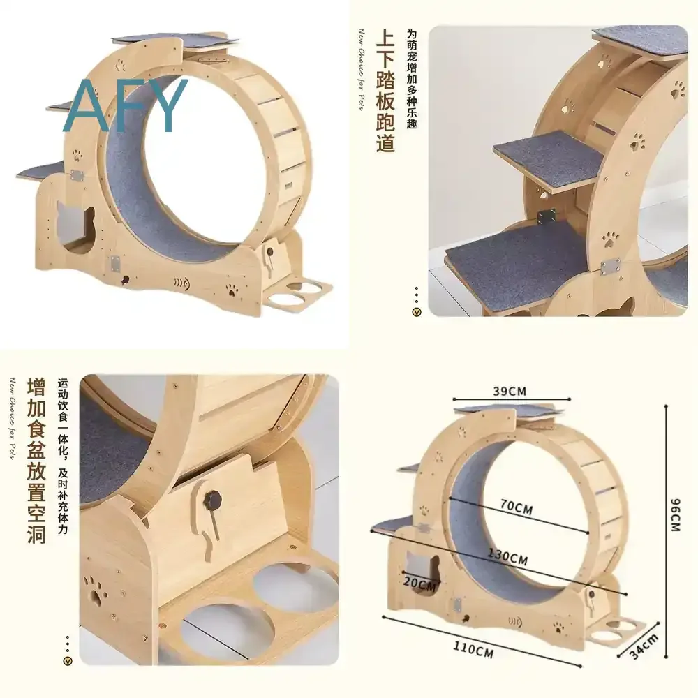 Cat Climbing Frame for Cats Treadmill Sports Roller Ladder Claw Board Cat Bowl Rack Multi Level Scratching Post Play Tower