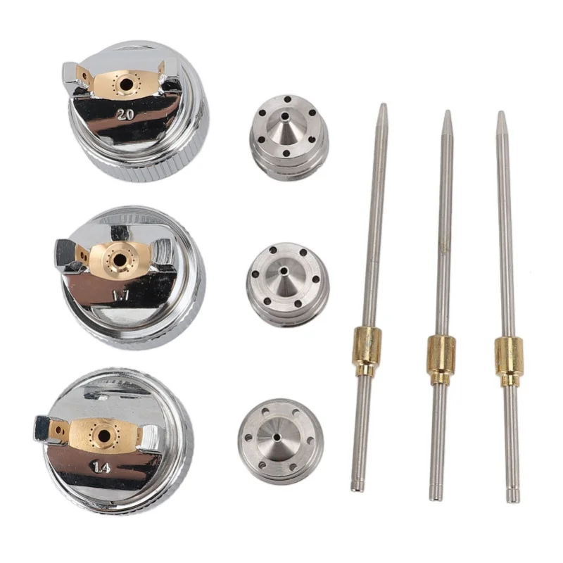 

3 Sets Needle Fluid Nozzle Air Cap Kit H 827 1.4 1.7 2.0mm Stable Performance Brass Plastic Fluid Tip Size Set Up