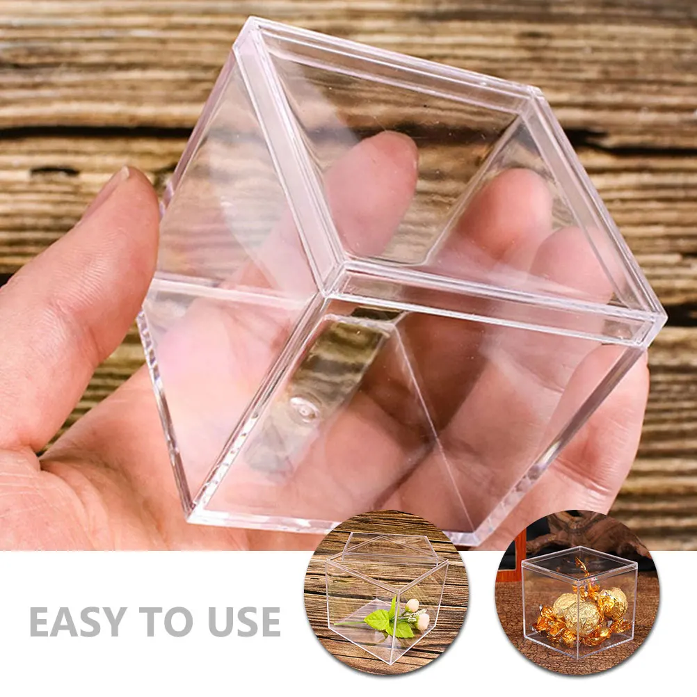 10pcs 6.5x6.5cm 10x10cm Acrylic Candy Box Goodie Bags Clear Chocolate Plastic Wedding Party Favor Packing Box Container