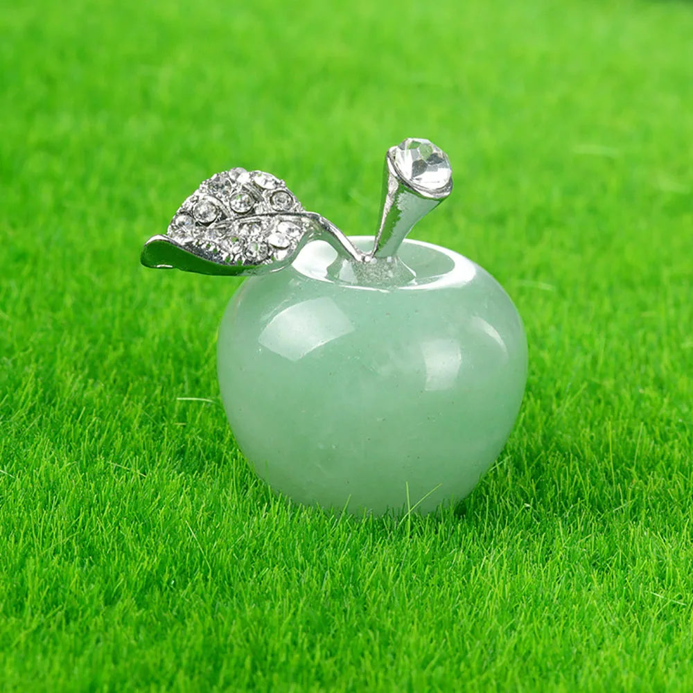 1 inch Hand Carved Crystal Apple Natural Stone Mini Statue Healing Crystals Statue Polished Gemstones for Home Office Decoration