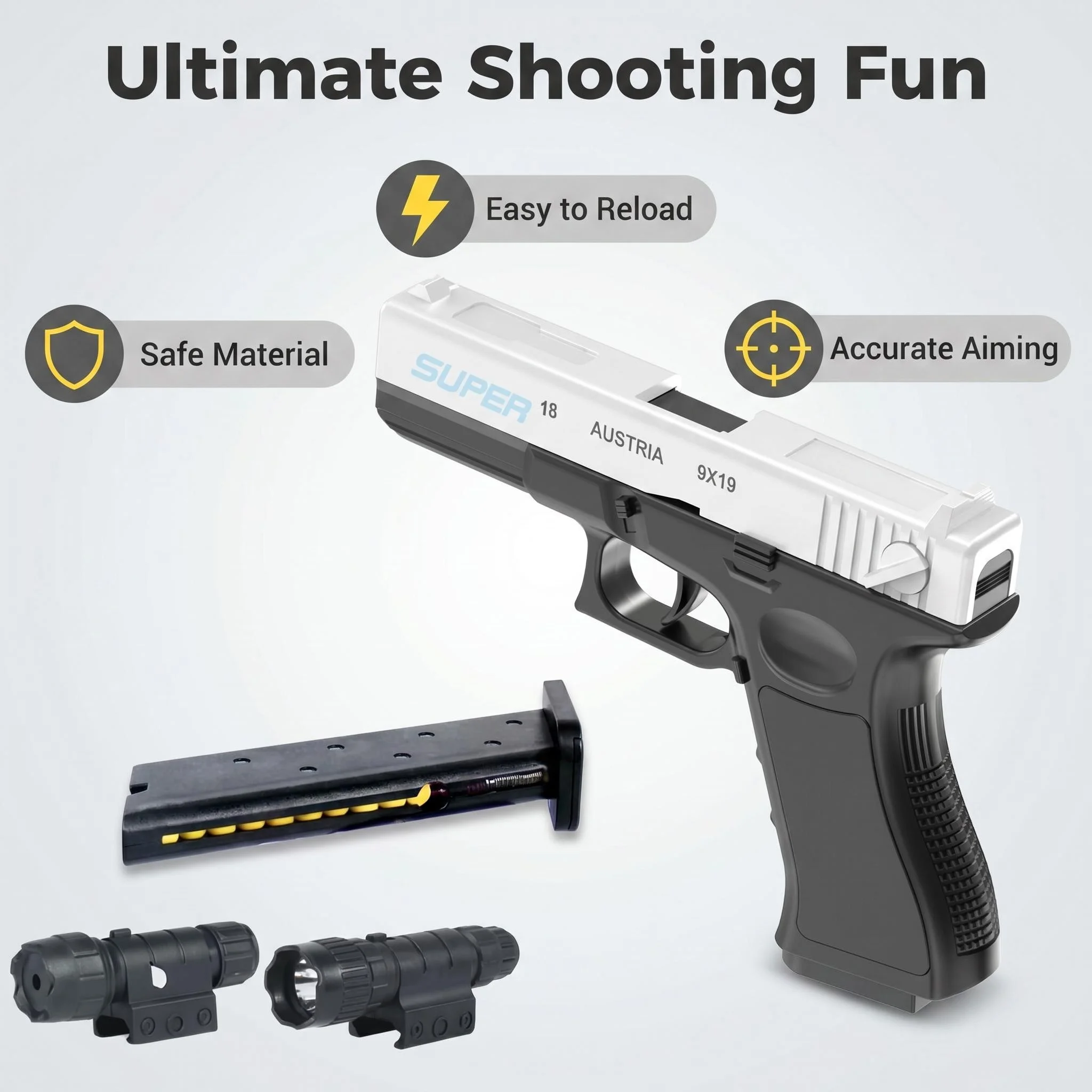Safe Soft Bullet Toy Gun with Magazine and Ball, Suitable for Outdoor CS Shooting Game Activities