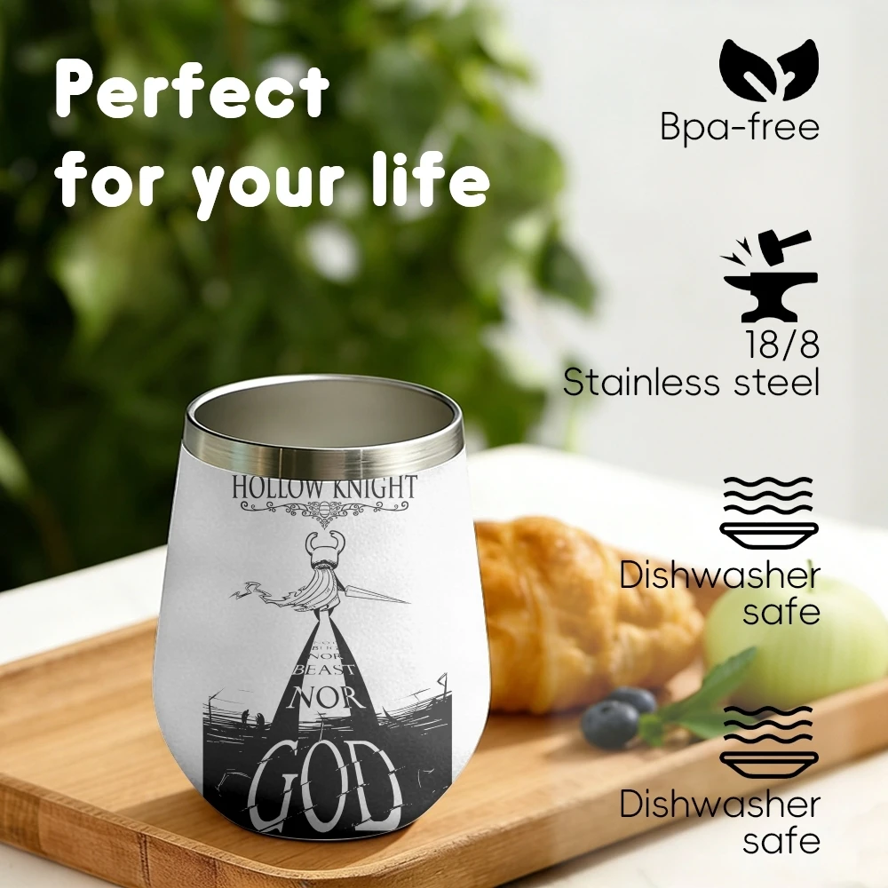 Popular Game H-Hollow Knight Vacuum Flasks 12oz Insulated Wine Tumbler Vacuum Coffee Mug Egg Shape Thermos Cup