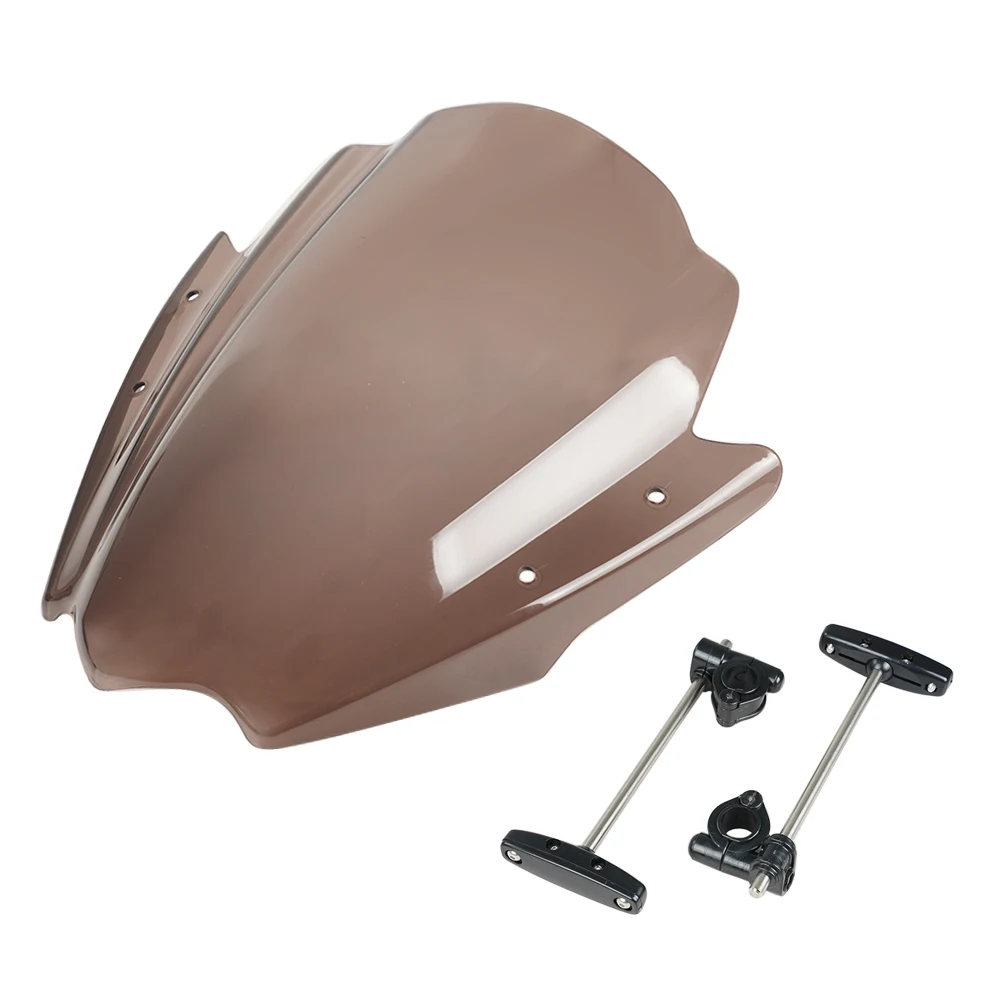 Universal Motorcycle Windshield Fit For 22 - 25mm Handlebar Street Bikes Bracket Heightened Modified Thickened Front WindScreen