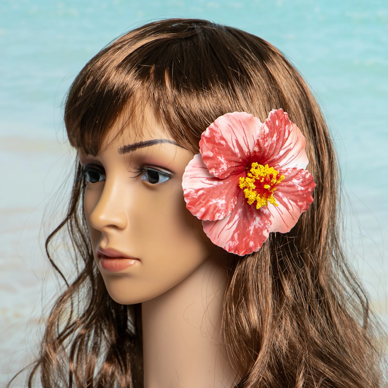 10Pcs 4.7Inch Hawaiian Flowers Artificial Hibiscus Hair Clips Foam Flower Headwear for Beach Wedding & Party Decorations