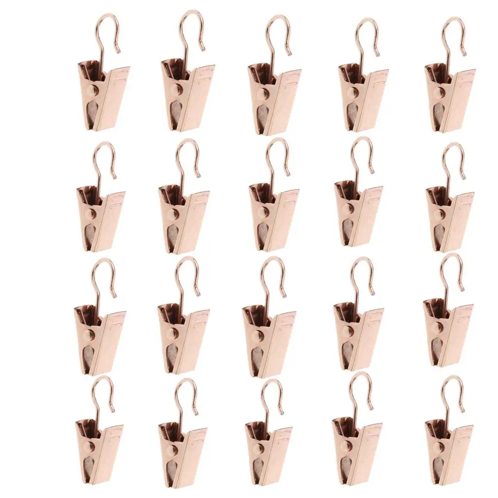 Heavy Duty Curtain Clips with Hook Iron Track Carrier Rustproof Metal Pegs Pin for Bed Canopy and Laundry