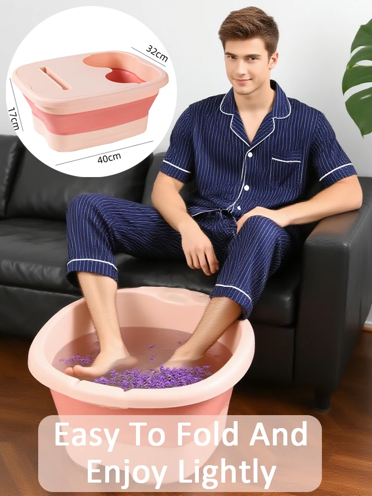 Baignoire de pieds pliable – Portable, bassin couvert avec conception ergonomique, épaississement du Silicone adapté aux voyages et aux usage domestique