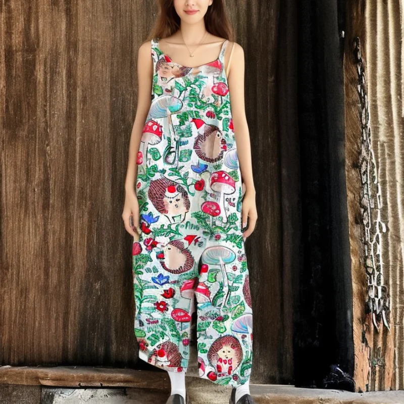 2024 fashion trend summer must-have women's elegant jumpsuit dress 3D printed casual elegant sexy off shoulder camisole skirt