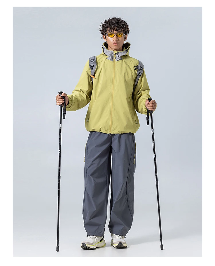 Unisex Wasserdichte Kapuzenjacke – Atmungsaktiv & Winddicht, Urban-Light Outdoor-Design mit Verstellbarem Saum für Wandern und Trekking – Detail 13