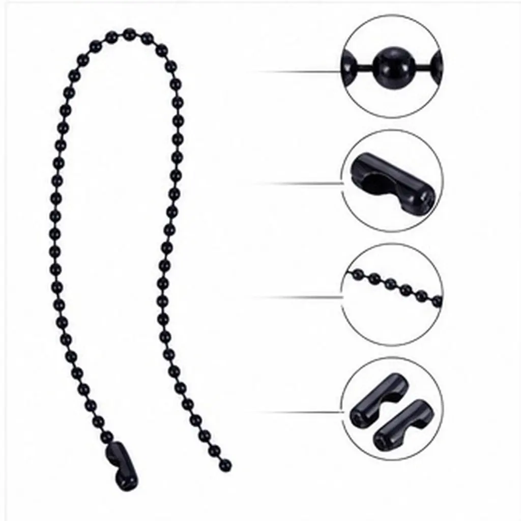 50Pcs Bead Chain 2.4mm Thick 15Mm Round Links Printed Tag Iron Chain for Accessories Making Wedding Party Dance Beach Use