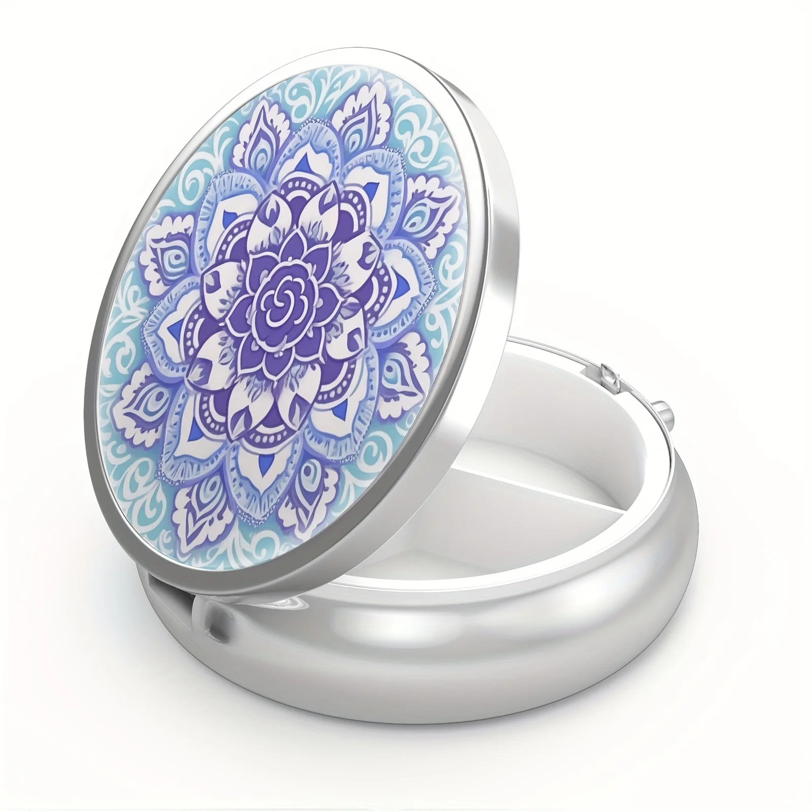 Three-Compartment Pill Box, Portable Pill Box, Can Be Placed in a Pocket or Purse, Decorative Metal Pill Box