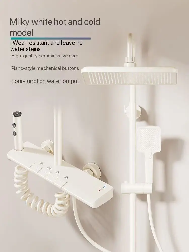 

Новый высококачественный модный роскошный технологичный современный душевой набор для дома и отеля с цифровым дисплеем, подсветкой, регулировкой давления воды, подачей горячей и холодной воды, медный, полный комплект