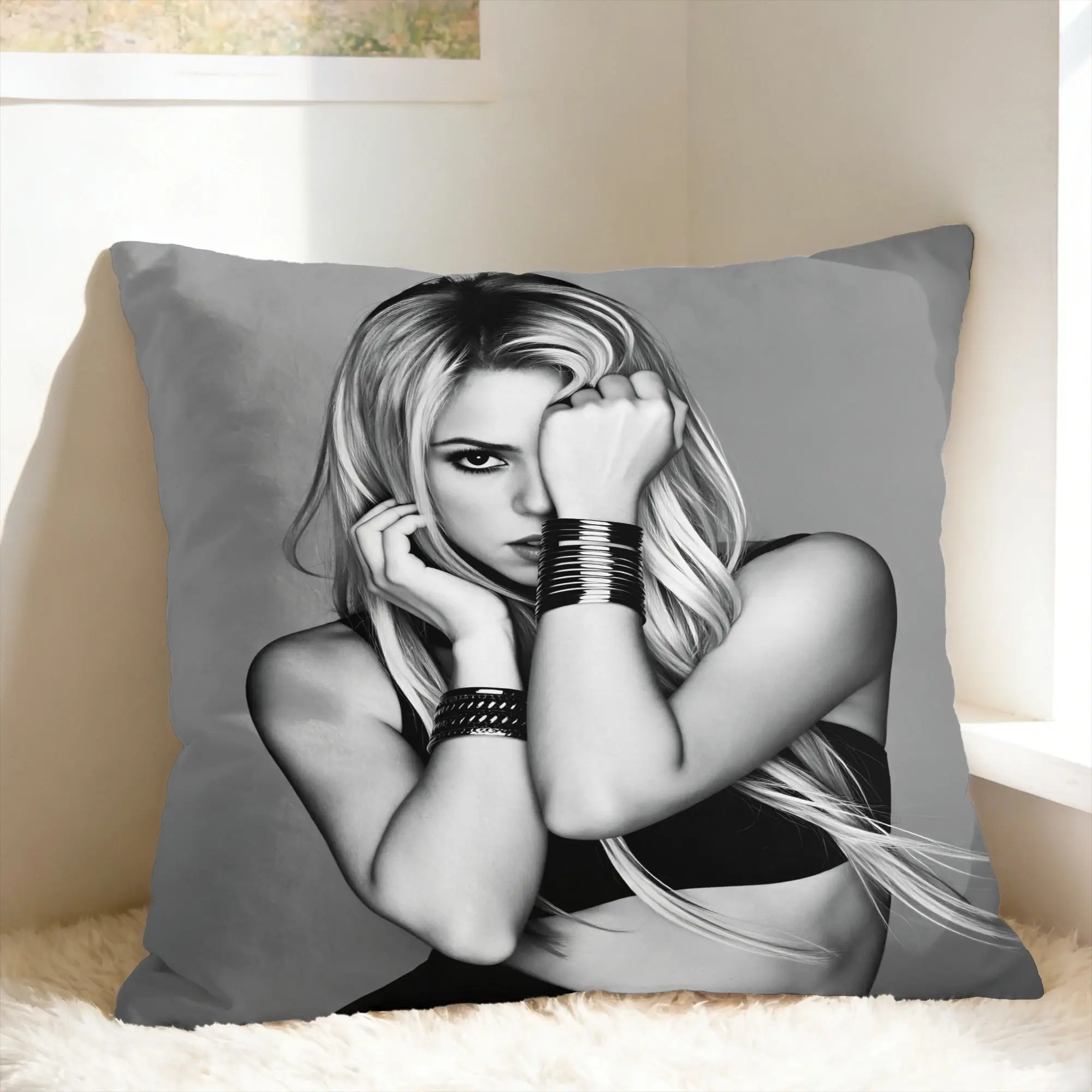 Singer S-Shakira Pillow Case  Comfy Pillow Cover For Chair Sofa Home Decor Cute Funny Cushion Cover