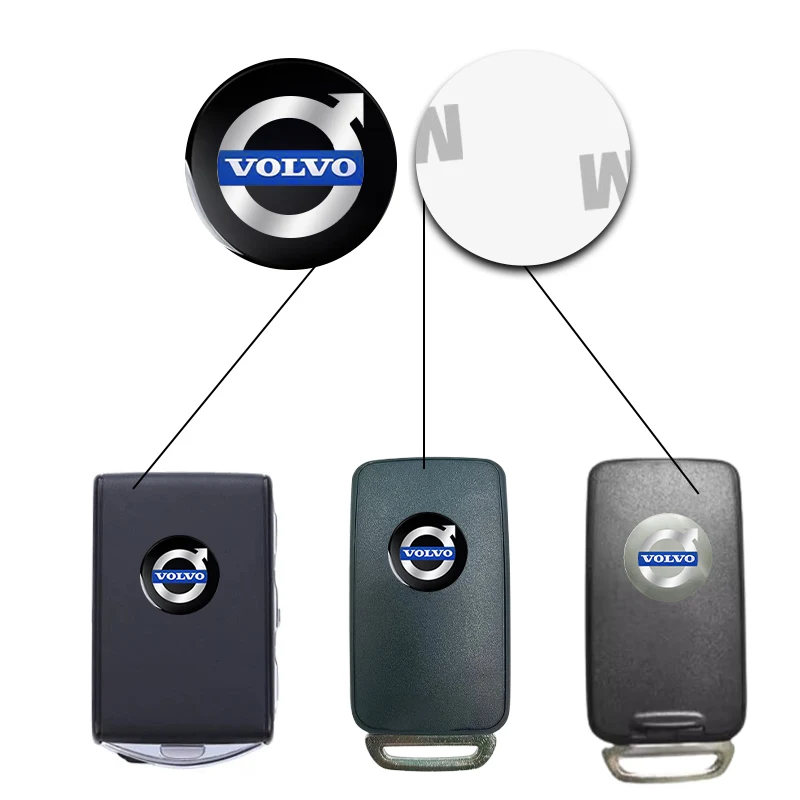 3D 14mm Crystal Car logo Key Emblem button 3M Sticker For Volvo XC40 XC60 XC90 C30 C70 S40 S60 S80 S90 T6 T8 V40 V50 V60 V70 V90