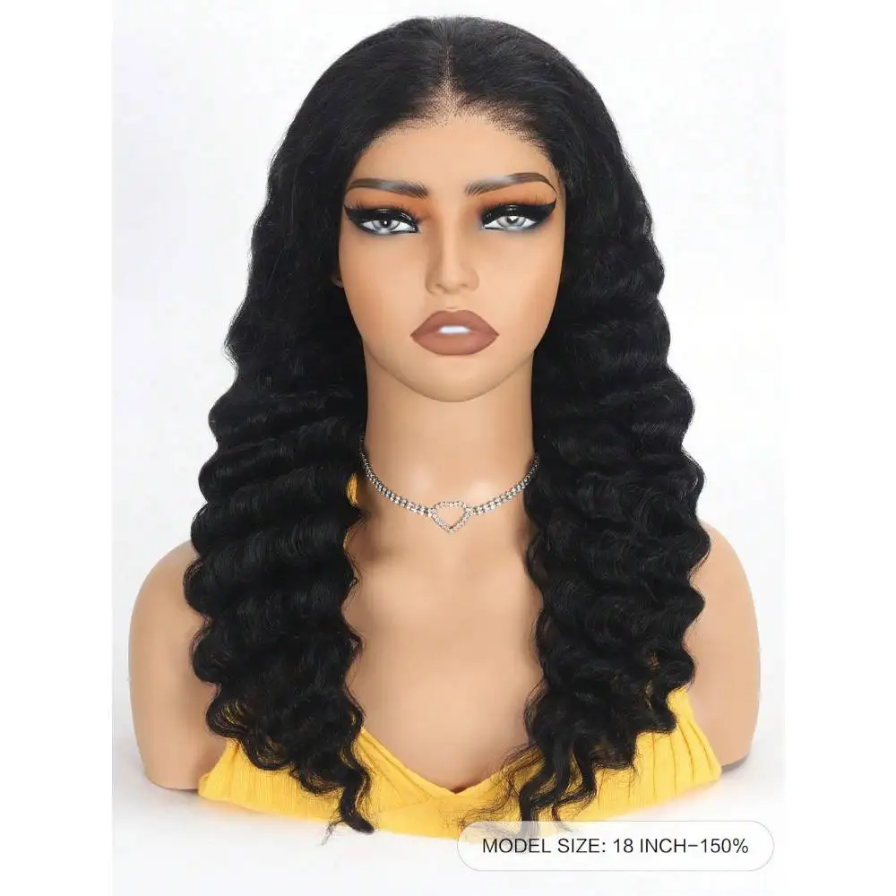 Deep Wave Human Hair Wigs 6x4 Glueless Human Hair Wig Preplucked Lace Closure Wear Go Human Hair Wigs Beginner Friendly