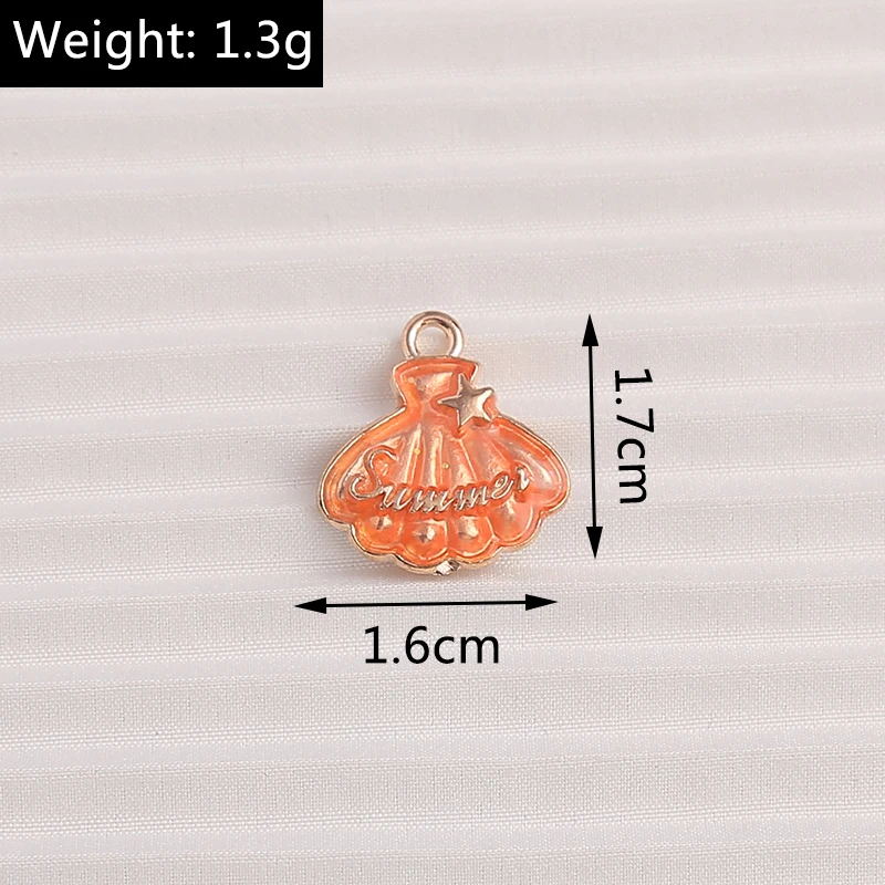 10 Stück 16x17mm Niedliche Emaille-Muschel-Anhänger für Schmuckherstellung, Ohrhänger, Halsketten, Armbänder, DIY-Bastelzubehör – Detail 1