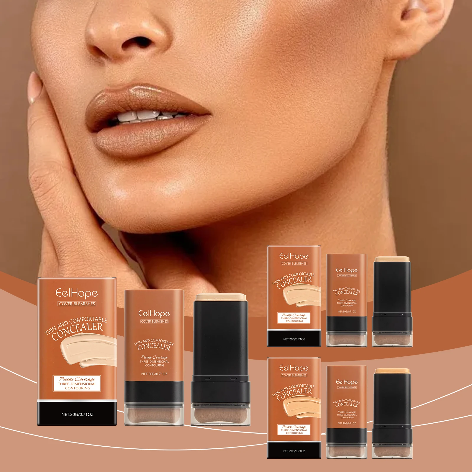 Suero bálsamo, tinte de piel potenciado, textura sedosa, cobertura hidratante, plumper, incluso tono de piel, base en barra, maquillaje de viaje