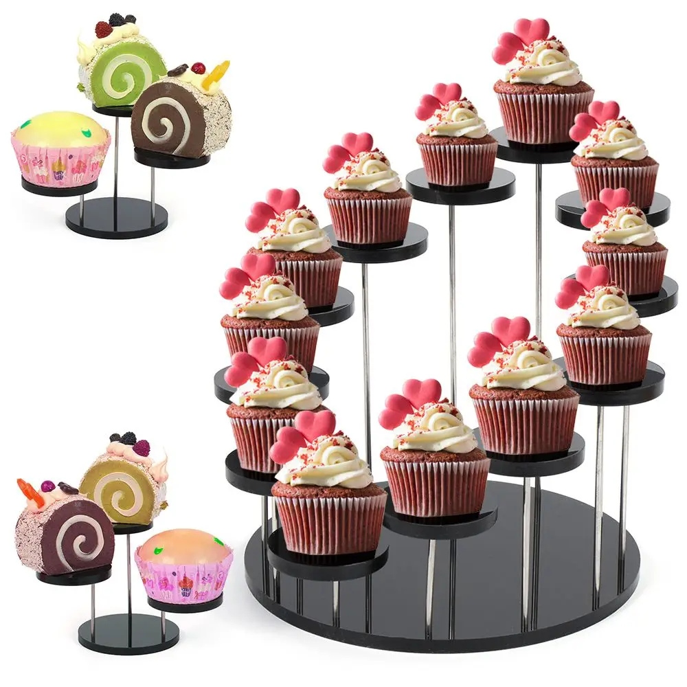 Acrylic Display Stand Jewelry Organizer Showcase Cupcake Stand Cake Dessert Storage Rack Holder Party Decor