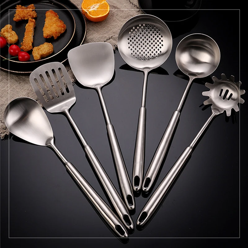 304 Stainless Steel 7Pcs Cooking Cookware Kitchenware Set 304 Spatula Spoon Colander Frying Powder Rake Cookware Cooking Tools