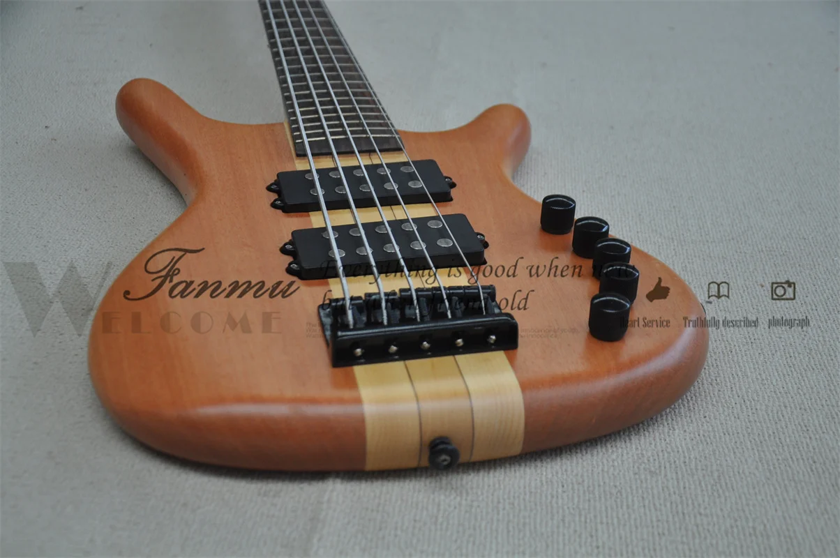 

5 Strings Bass Guitar W Bass Maple Neck Thtough Mahogany Body Rosewood Fingerboard Active Battery Black Tuners