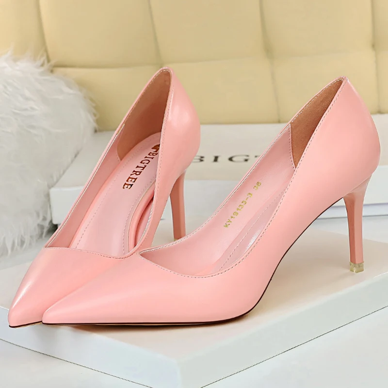 Frauen Mode Rosa 7,5 cm 10,5 cm High Heels Pumps Weibliche Stilvolle Elegante Spitz Schuhe Dame Party Concise Kleid schuhe