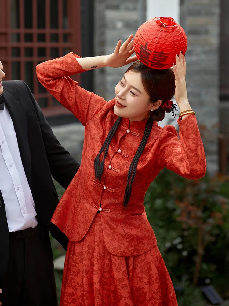 

New Chinese Sle Engagement Dr Long Sve Wedding Thank You Ceremony Gown Floor Length Vintage Sle Dr