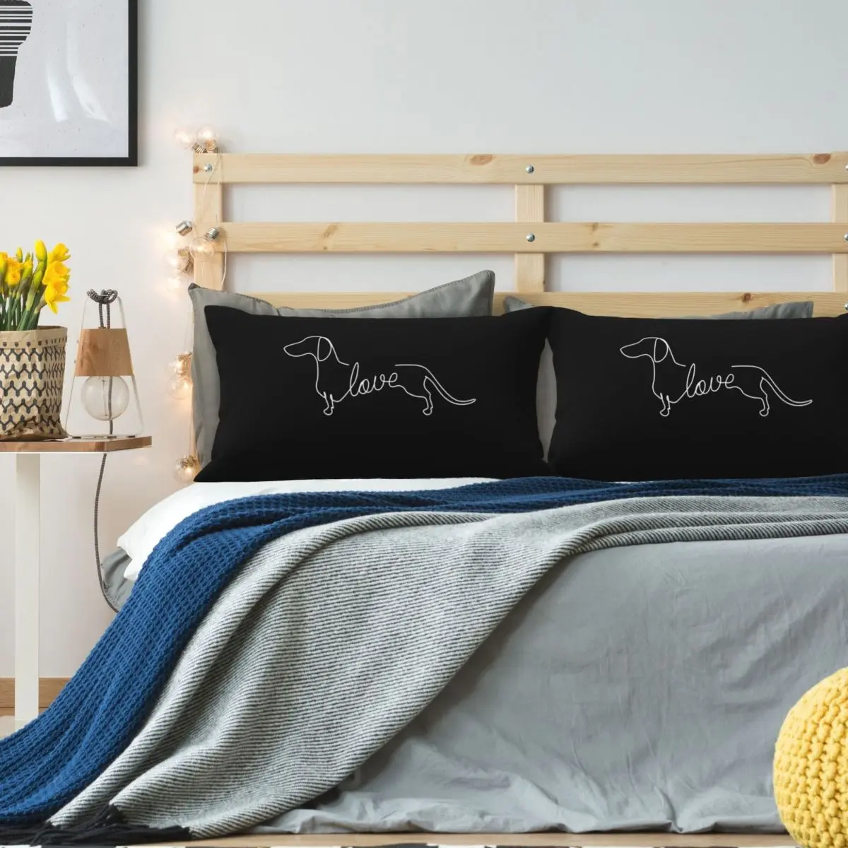 Dachshund Chiweenie Wiener Dog Love Art Sketch Gift Rectangle Linen Pillowcase Cushion Cover Bedroom Home Comfort Throw Pillow