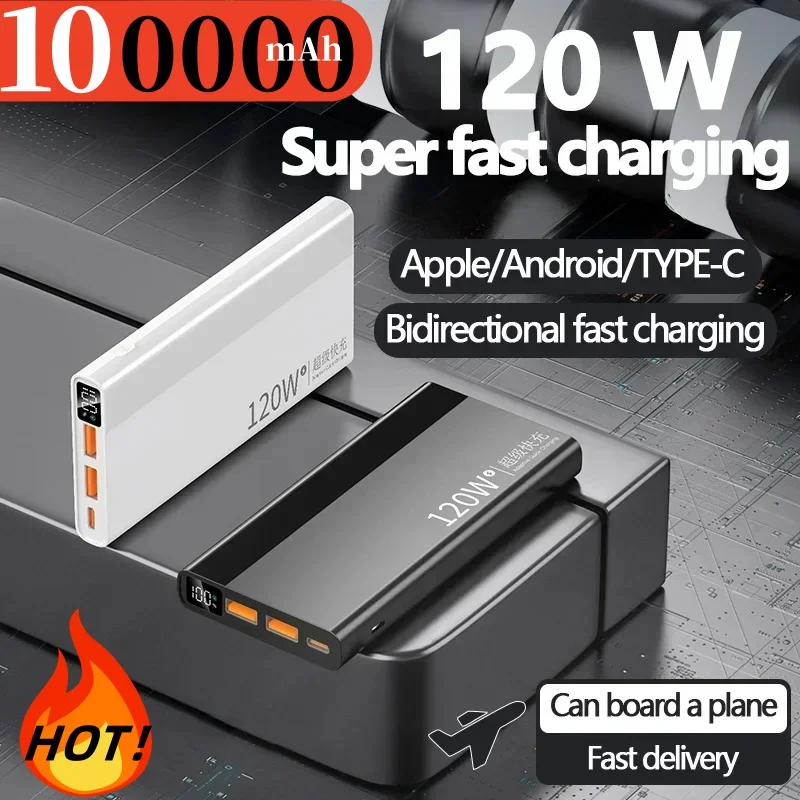 

Ultra Thin Power Bank 120W Super Fast ChargingConvenient Large Capacity 100000mAh Shared Universal Multiple Sockets 2025