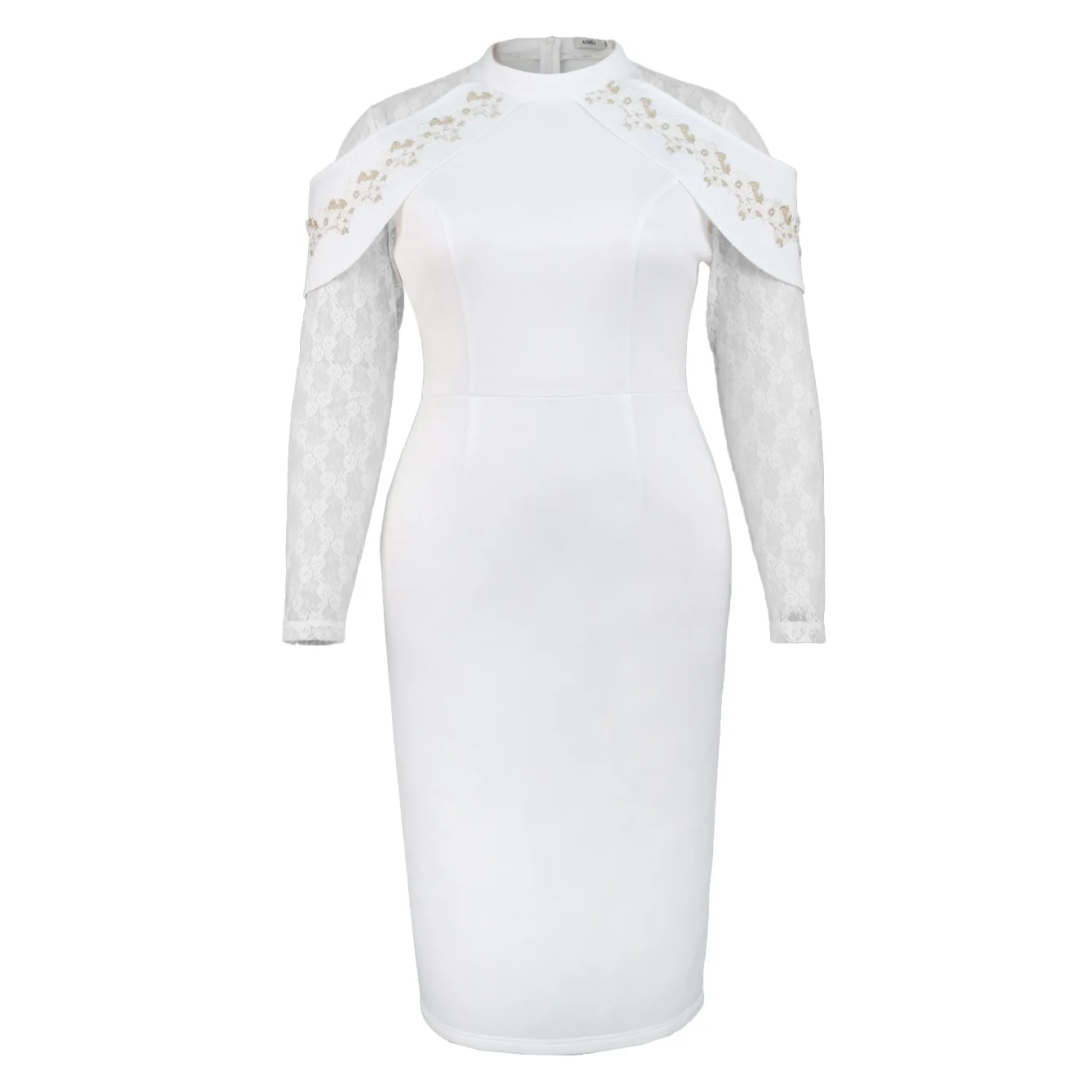 S-4XL Dashiki فساتين الأفريقية للنساء الأبيض الخريف أنيقة أفريقيا طويلة الأكمام حفلة مسائية Bodycon ميدي فستان أفريقيا الملابس