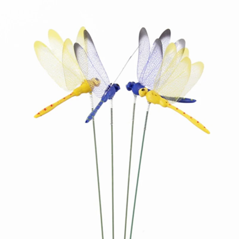 인공 잠자리 나비 정원 장식, 야외 시뮬레이션 잠자리 말뚝, 식물 잔디 장식 스틱, 12 개
