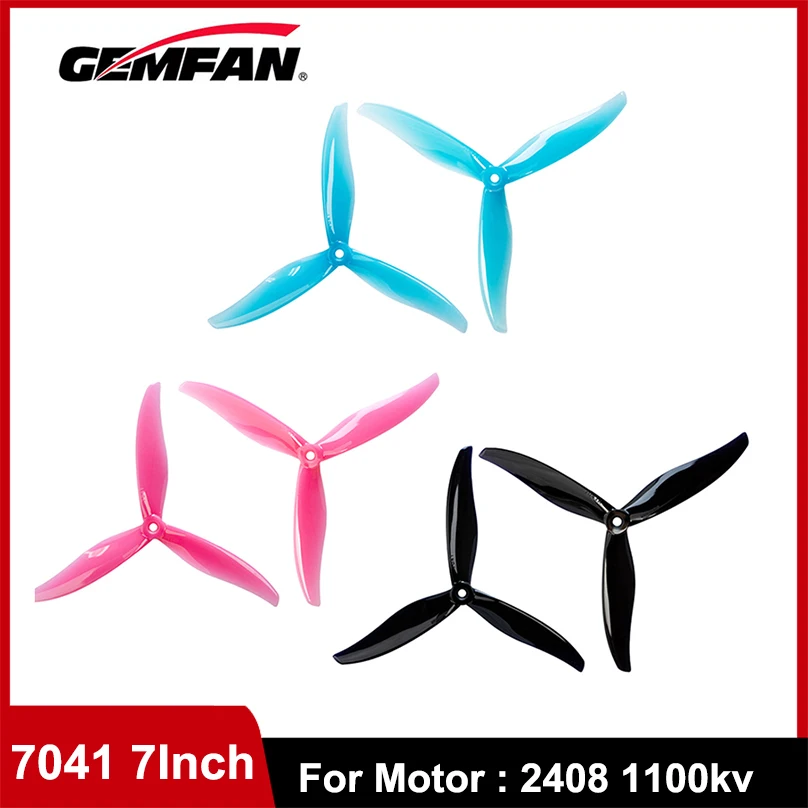 

10Pairs(10CW+10CCW) Gemfan 7041 7inch 3-Blades CW CCW Propeller Props FPV 2408 Brushless Motor For FPV Racing Drone