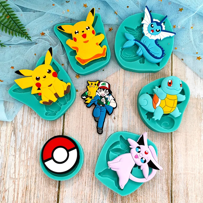 Pokemon Anime Figures Pikachu Cake Chocolate Tools Cookie Baking Silicone Mold Toys Squirtle Bulbasaur Mould Decoration Diy Gift