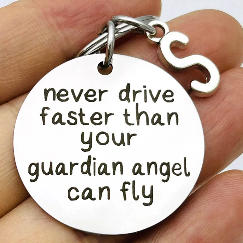 Sweet Guardian New Driver Keychain Never Drive Faster Than Your Angel Can Fly Birthday Gift for Son Daughter Niece Women