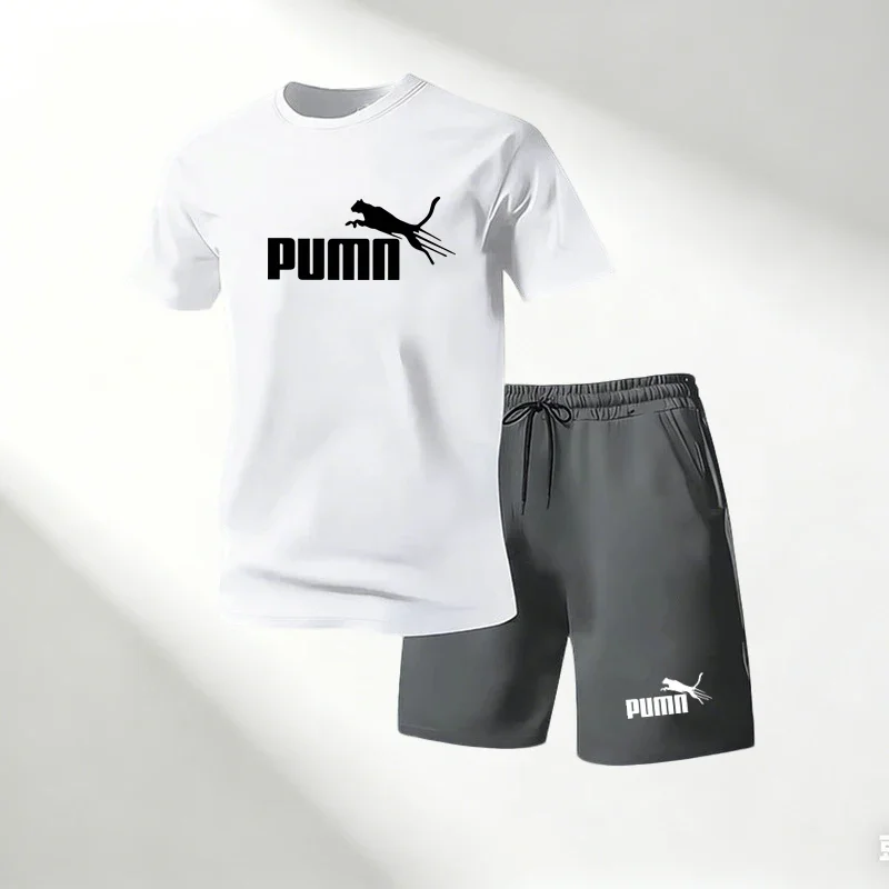 Heißer Verkauf 2026 Herren T-Shirt-Sets O-Ausschnitt Kurzarm + Sportshorts Schnelltrocknend Lässige Streetwear für Zuhause und Outdoor Laufen 2-teilig
