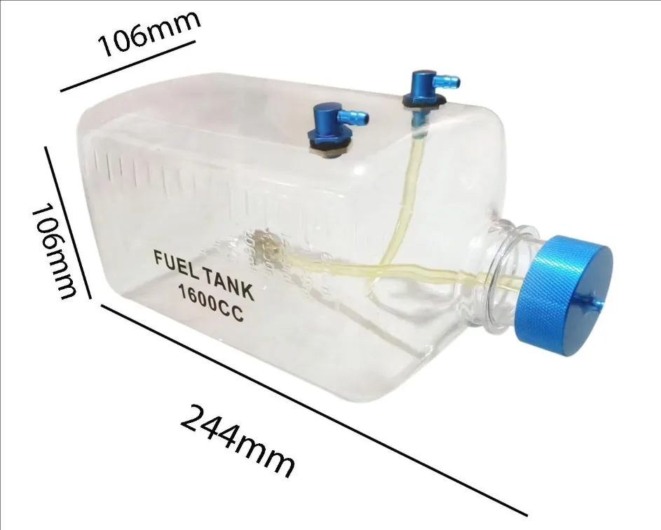 RC Fuel Tank Transparent Plastic Bottle 300/400/500/600/750/1000/1600CC CNC Aluminum Alloy for Gas and Nitro Airplane Model
