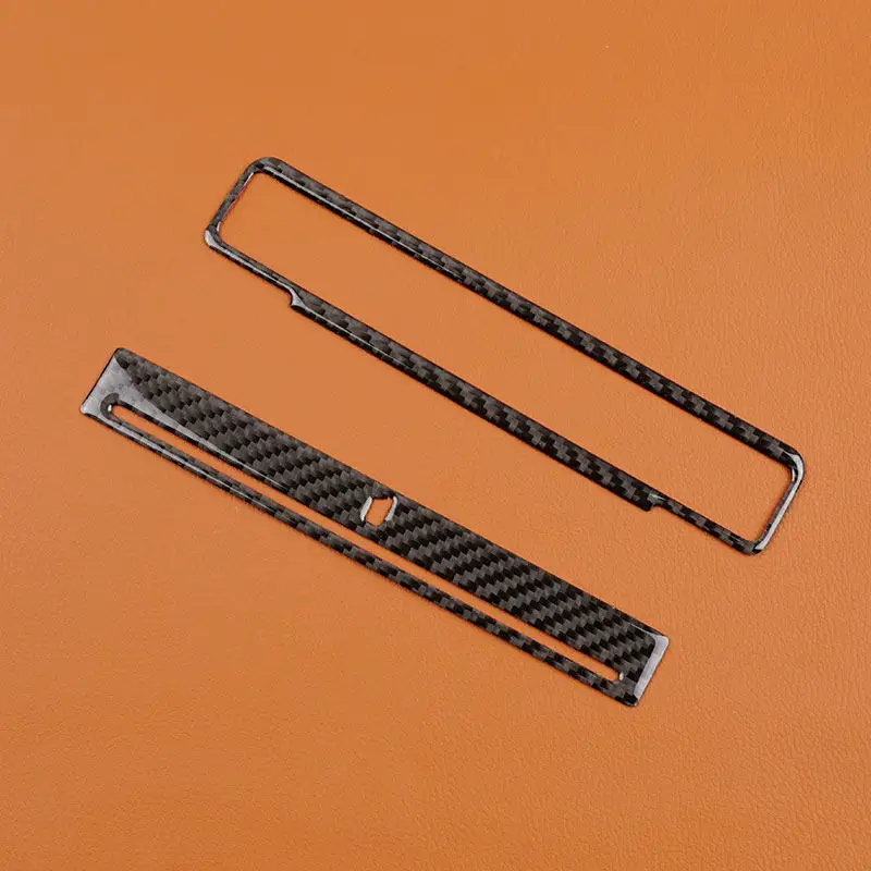 2pcs Car Soft Carbon Fiber Inner Rear Water Cup Holder Panel Frame Trim For Audi Q7 2007 2008 2009 2010 2011 2012 2013 2014 2015