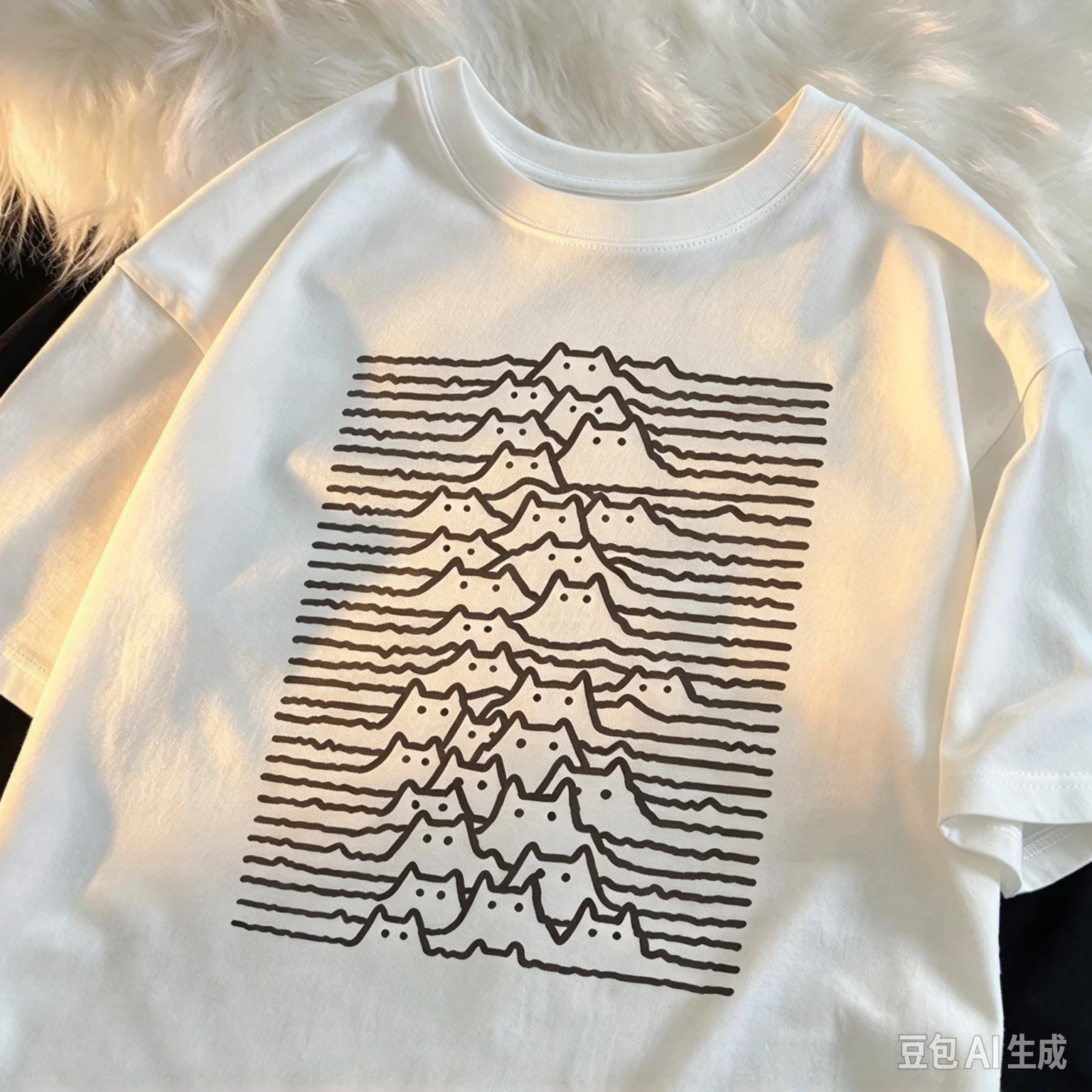2026 Fashion Striped Cat 2D Print Pure Cotton Short-Sleeve T-Shirt, Stylish High-Quality Women's Top, Korean Style Clothing