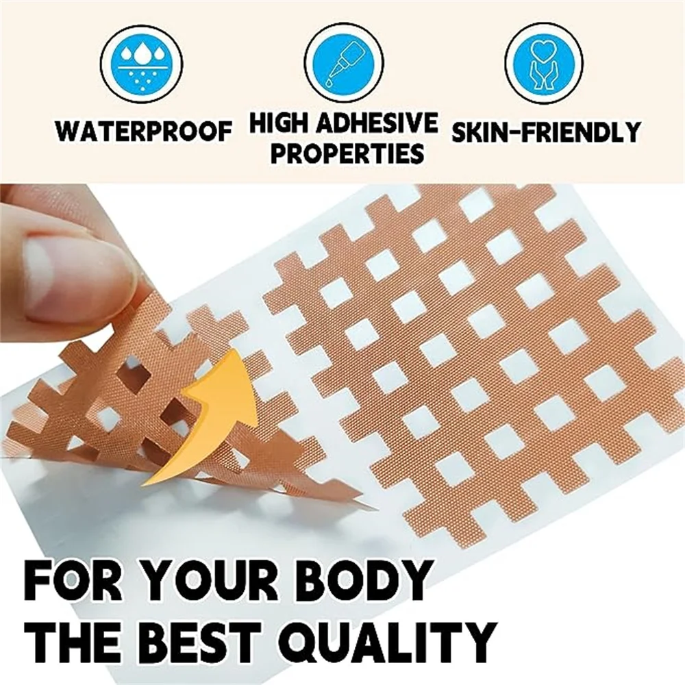 5 Sheets Cross Kinesiology Tape Strong Adhesive Acupuncture Patches Waterproof Muscle Tape Grid-Shaped Tapes for Pain Relief