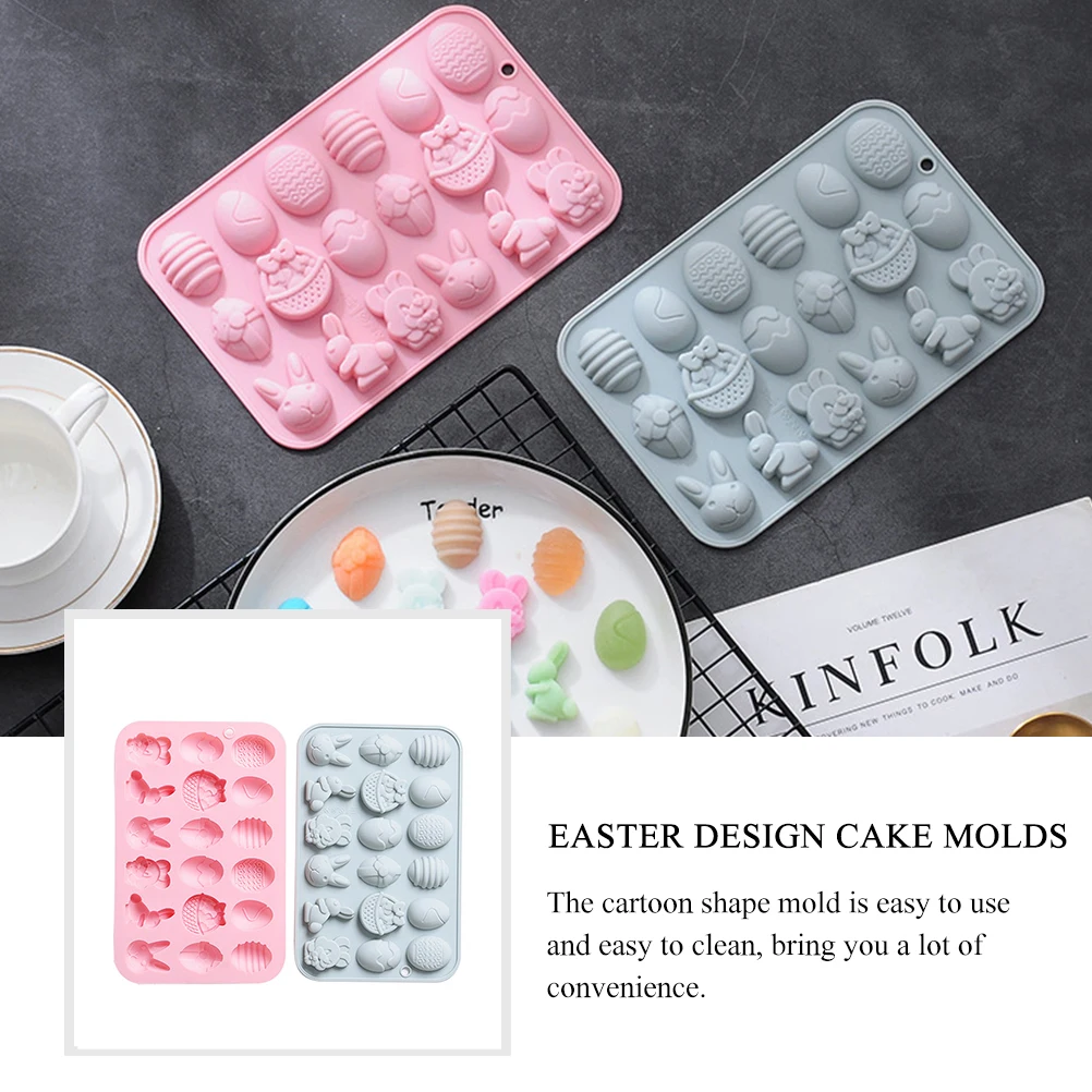 

2Pcs Easter Bunny Egg Pattern Silicone Chocolate Pudding Cake Mold Baking Pan DIY Tools Kitchen Bar Accessories