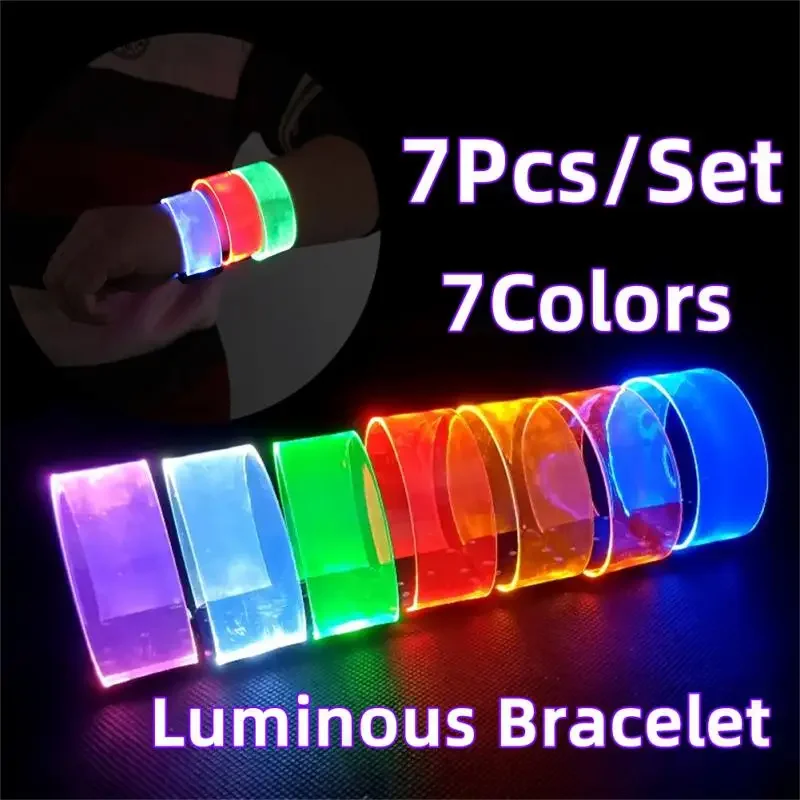 7Pcs/Set LED Light Up Armband Wearable Running Arm Belt Glow The Dark for Running Walking Cycling Concert Roller Skates Light