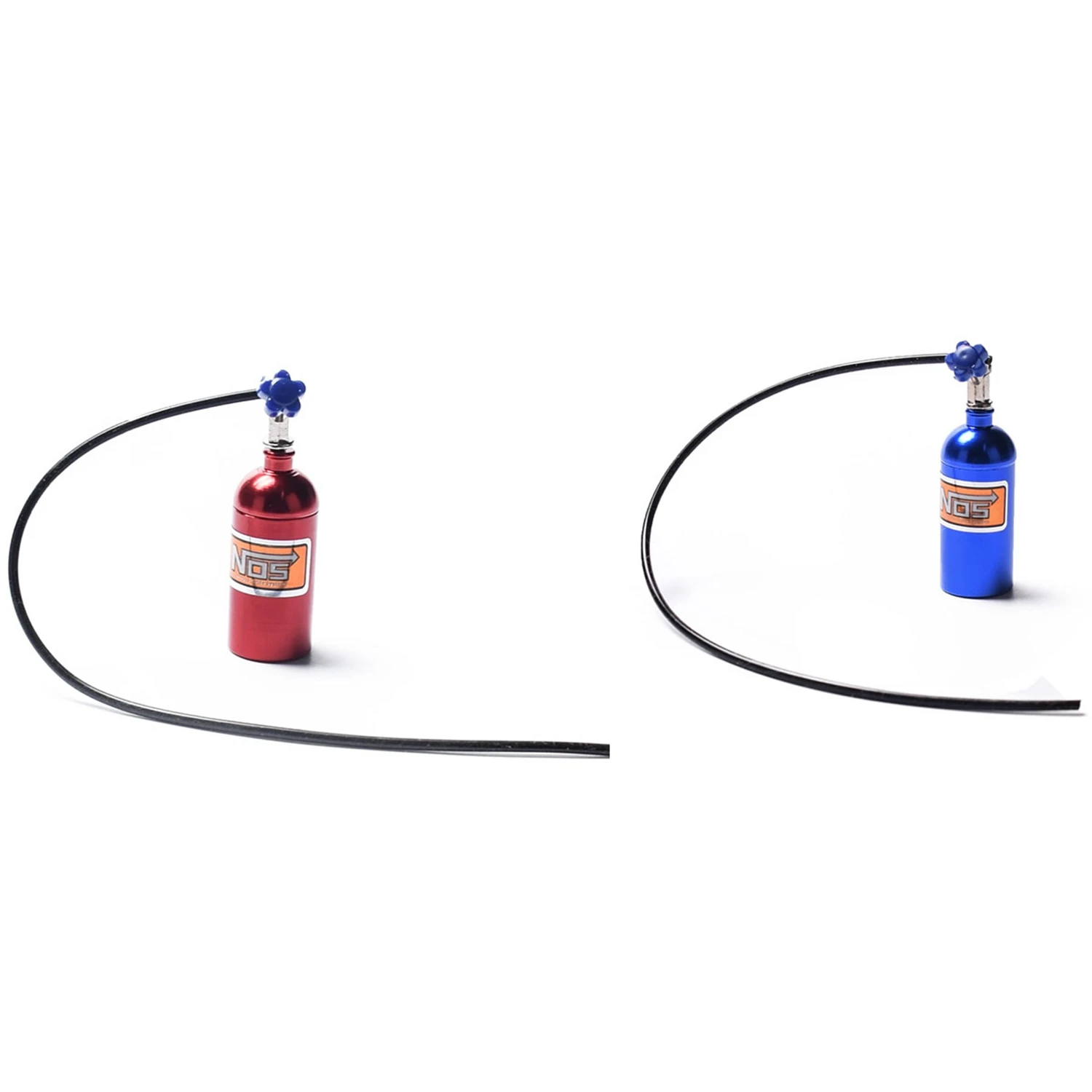 2Pcs Metal Simulated Nos Nitrogen Bottle For 1/10 Rc Crawler Car Defender Bronco Rc4wd D90 D110 Trx4 - Blue & Red-[A17I]