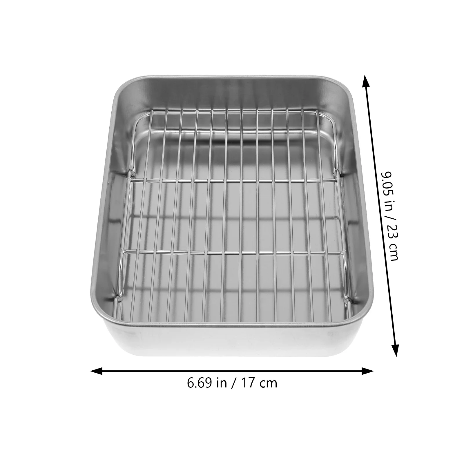 

1 Set Rectangular Stainless Steel Baking Tray With Rack Silver Food Grade Rust Resistant Multifunctional Oven Roasting Pan For