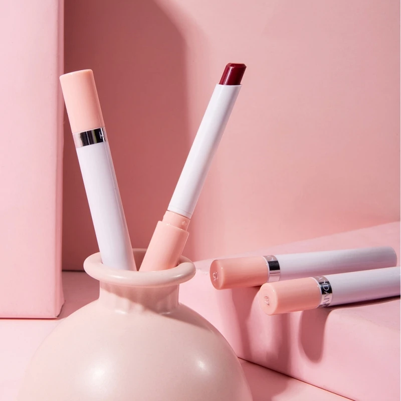 4PCS/Set Cigarette Lipstick Matte Velvet Lipstick Long Lasting Waterproof Non-Stick Cup Lips Makeup Sexy Nude Creative Lip Set