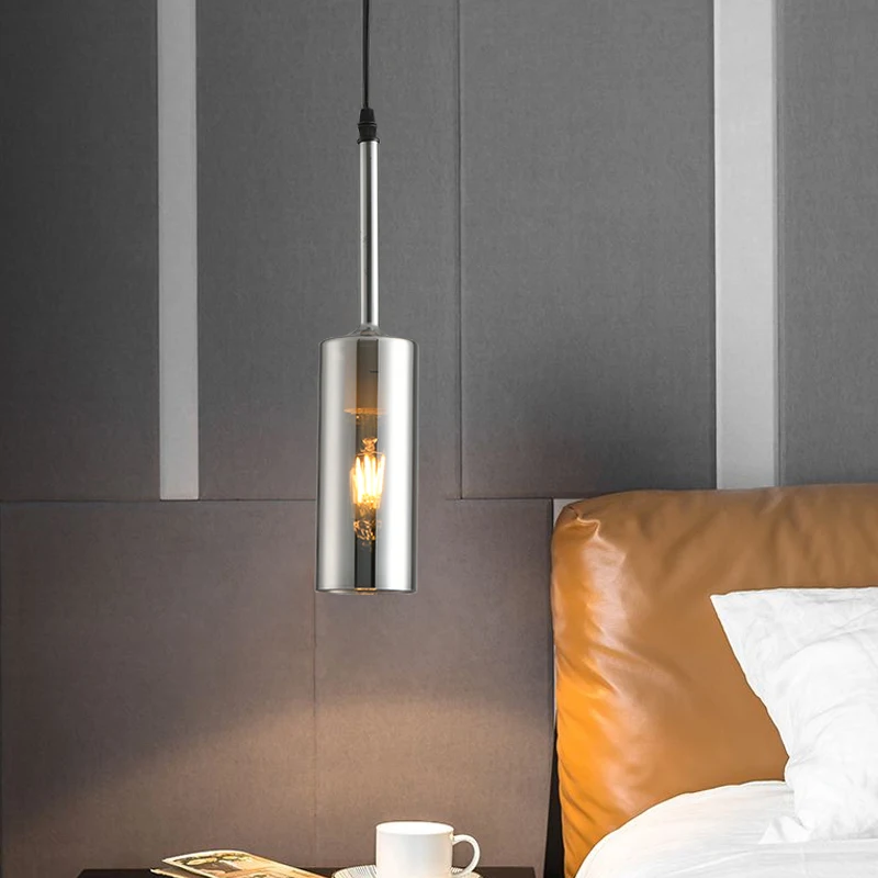 

Прикроватная люстра для спальни 2025 года, современная простая атмосфера, высококачественное чувство света, роскошная основная кровать, налобный фонарь, стекло, столовая Li