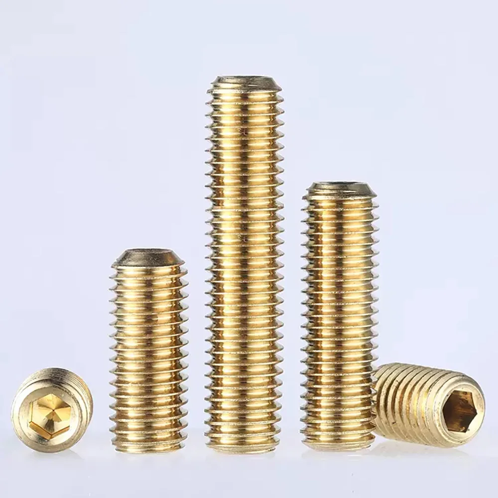 3/10/20/50pcs Grub Screw DIN916 M2 M2.5 M3 M4 M5 M6 M8 M10 M12 Brass Hexagon Socket Set Screws With Cup Point Grub Screw Bolts