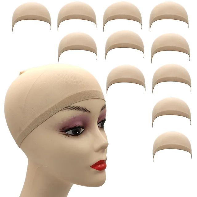 2szt Top Stocking Wig Cap Hair Net For Weave Hair Wig Nets Black/Brown/Skin/Beige Stretch Mesh Wig Cap For Making Wigs Free Size