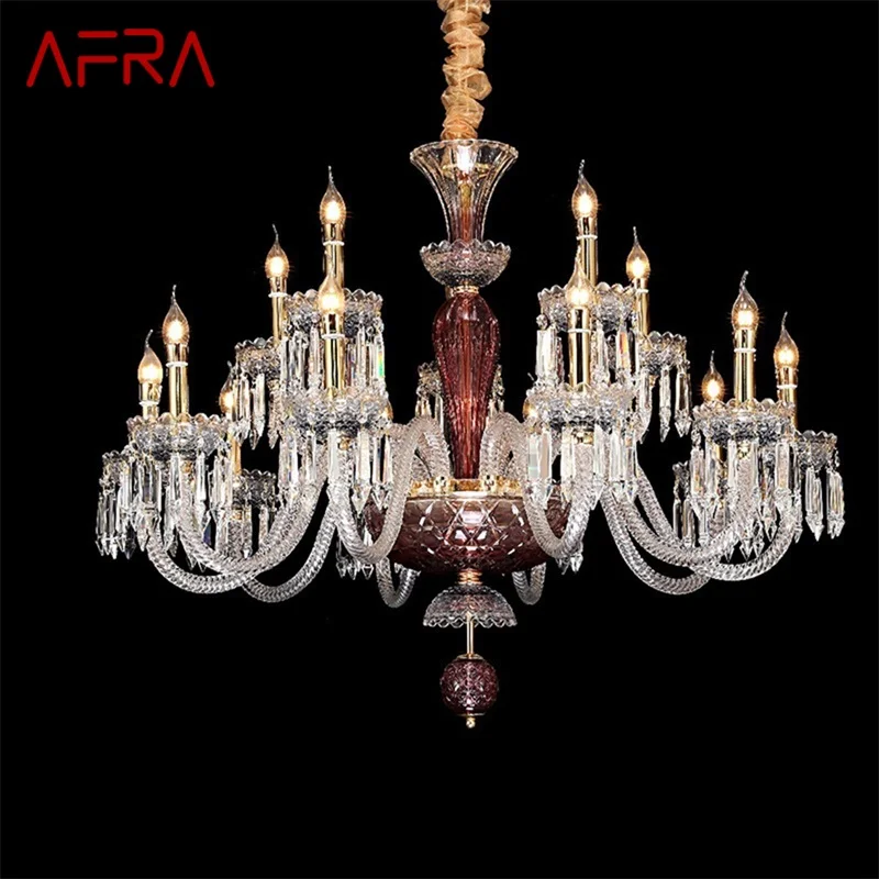 

AFRA European Style Chandelier LED Hanging Pendant Candle Crystal Lights Luxury Fixtures for Home Living Room