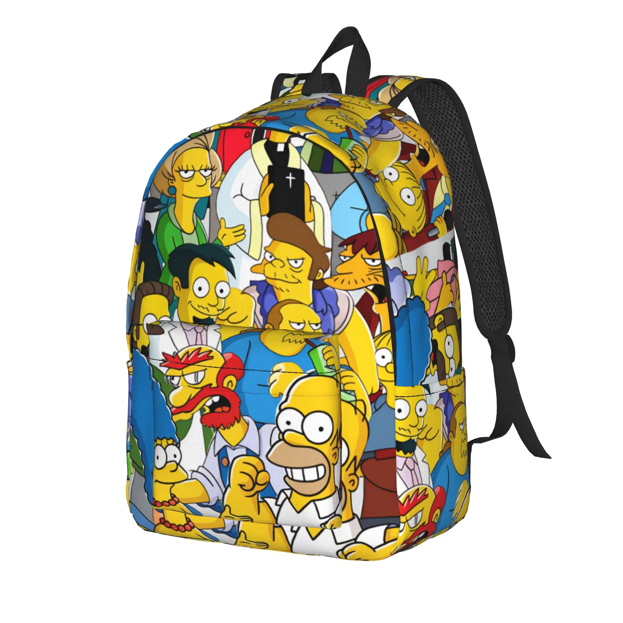 S-Simpsons All Characters Backpack Female  Soft Backpacks Polyester Funny High School Bags University Design Rucksack