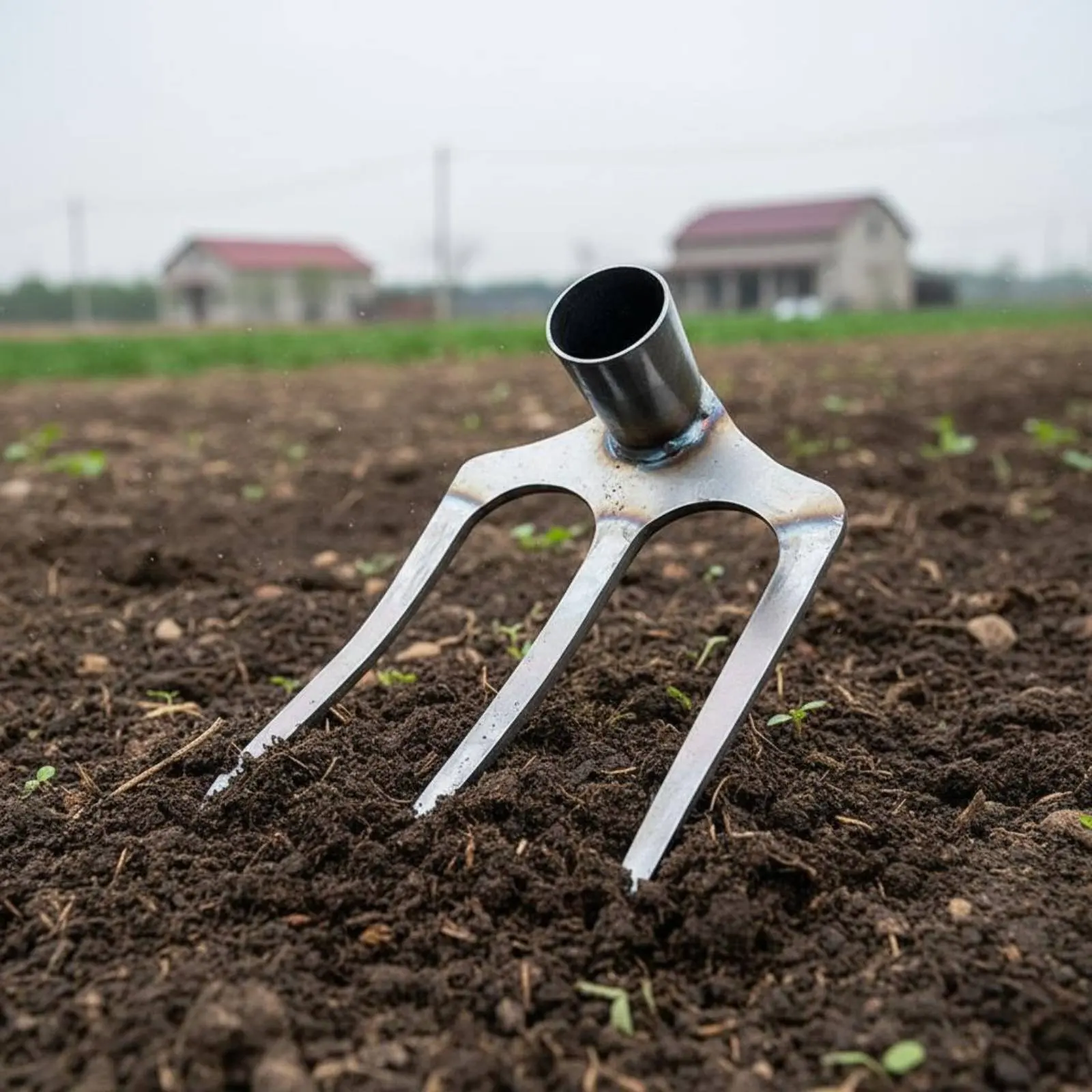 

Steel Tilling Rake Head Sharp Tines Manual Soil Cultivator 4-Tine Garden Hoe Long-Lasting Gardening Tool for Farmers, Yard